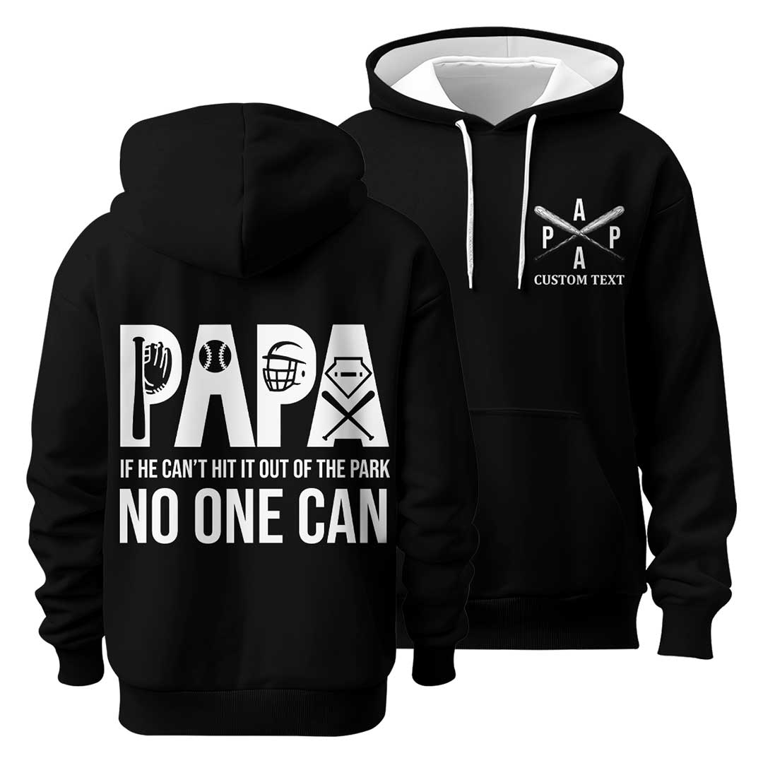 Papa Can Hit It Out Of The Park - Custom Black Baseball Hoodie