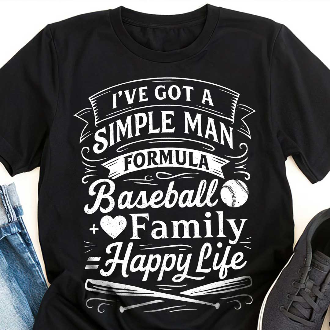 Simple Man Formula - Black White Baseball T-Shirt