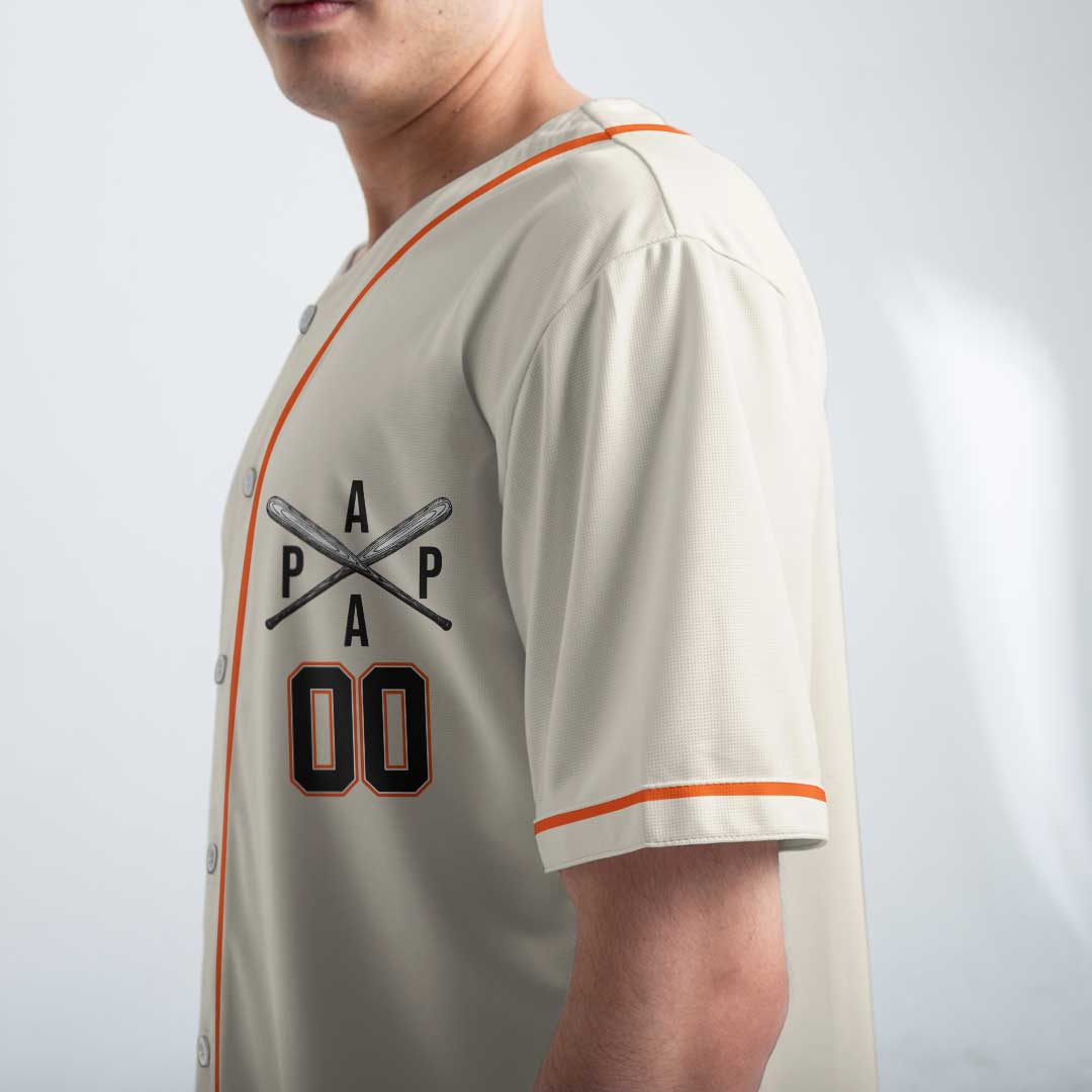 Papa Can Hit It Out Of The Park - Custom Cream Baseball Jersey