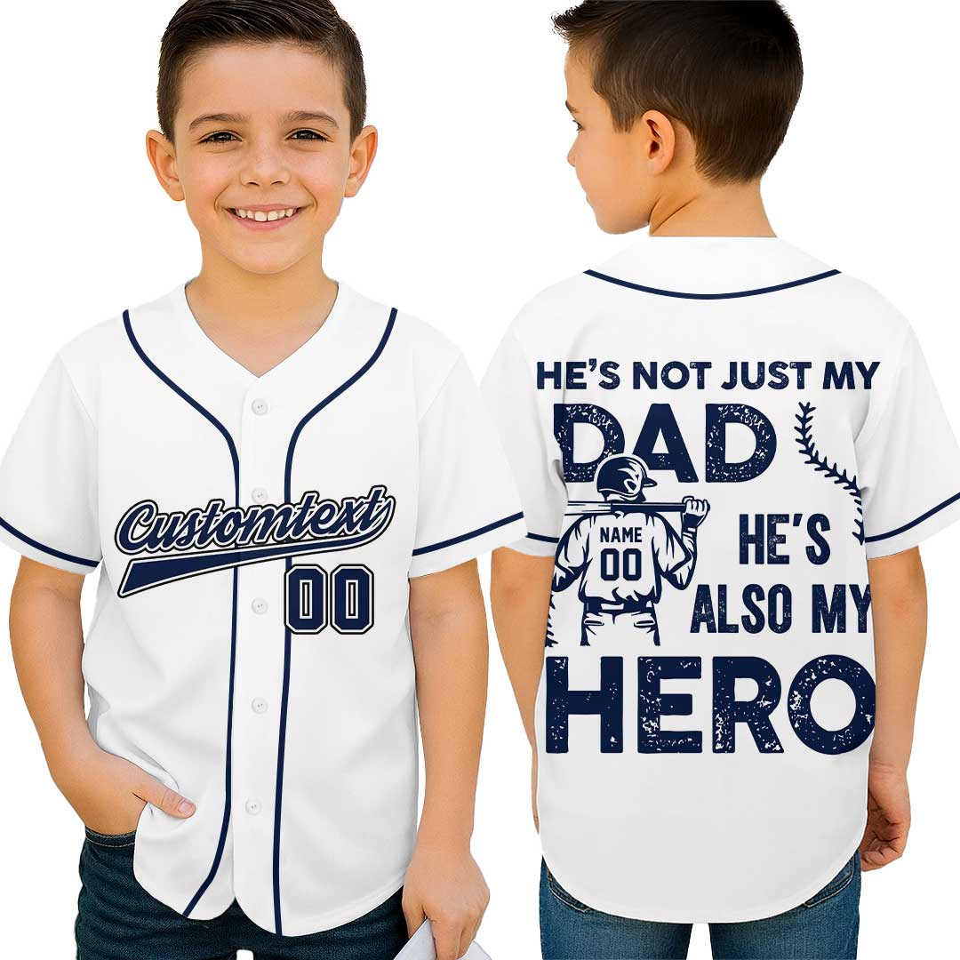 He's My Hero and He's My Favorite Player - Custom Family Matching Baseball Jersey