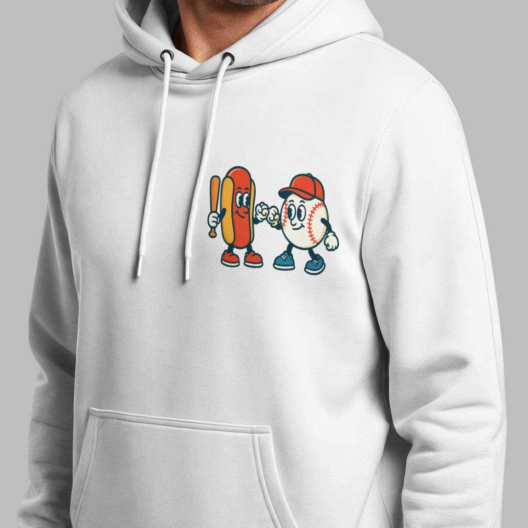 I'm Just Here For The Snacks - Custom Black White Baseball Hoodie