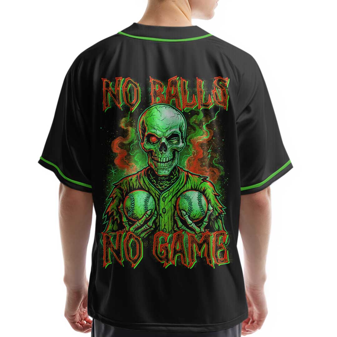 No Balls No Game - Custom Black Skull Baseball Jersey