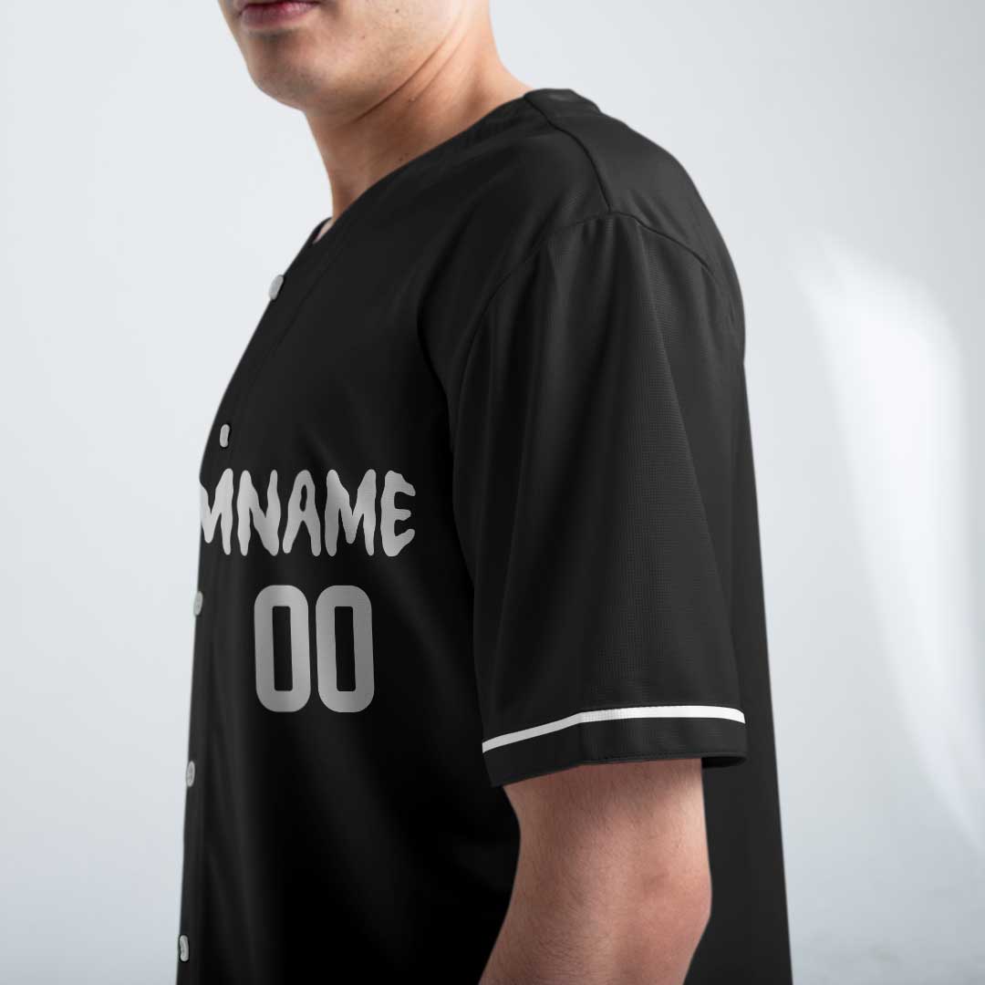 She Likes My Bat Not My Attitude - Custom Black Skull Baseball Jersey