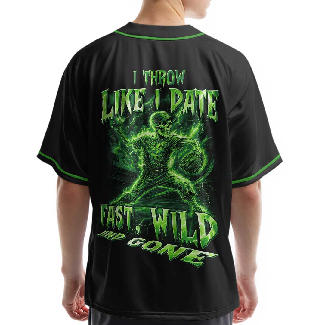 Fast, Wild and Gone - Custom Black Skull Baseball Jersey