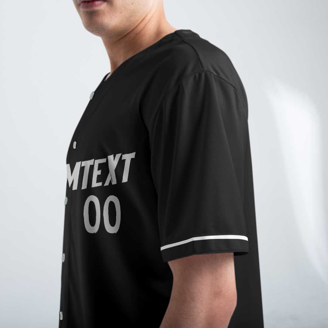 Dirty Balls and Long Games - Custom Black Skull Baseball Jersey