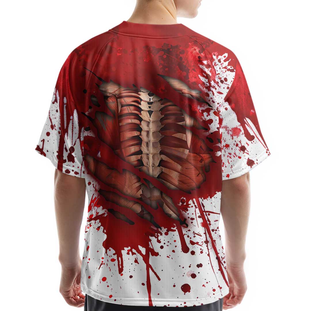 Custom Halloween Costume Ripped Zombies Cosplay Baseball Jersey
