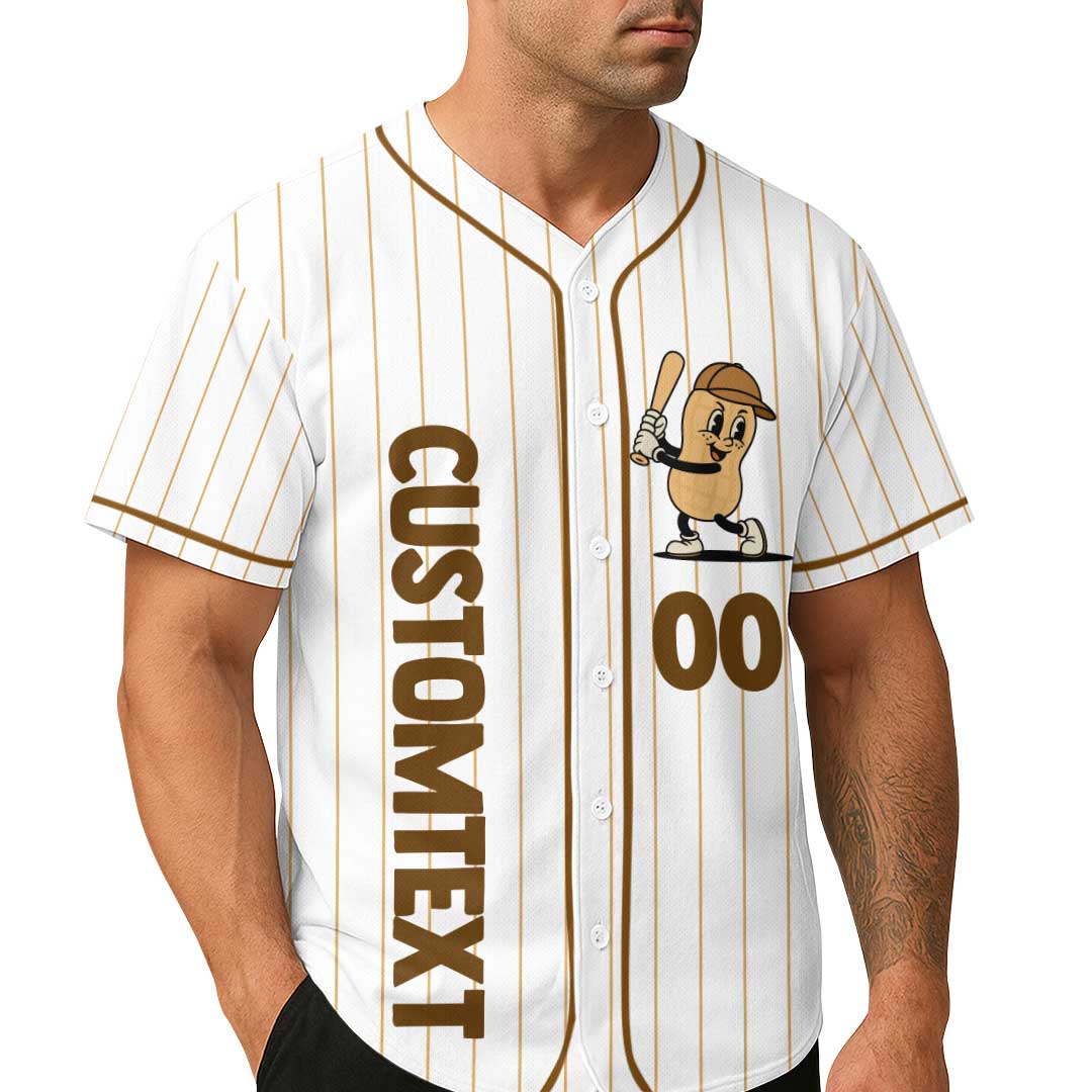 Dugout Snack Peanuts Attack - Custom Groovy Cream Baseball Jersey