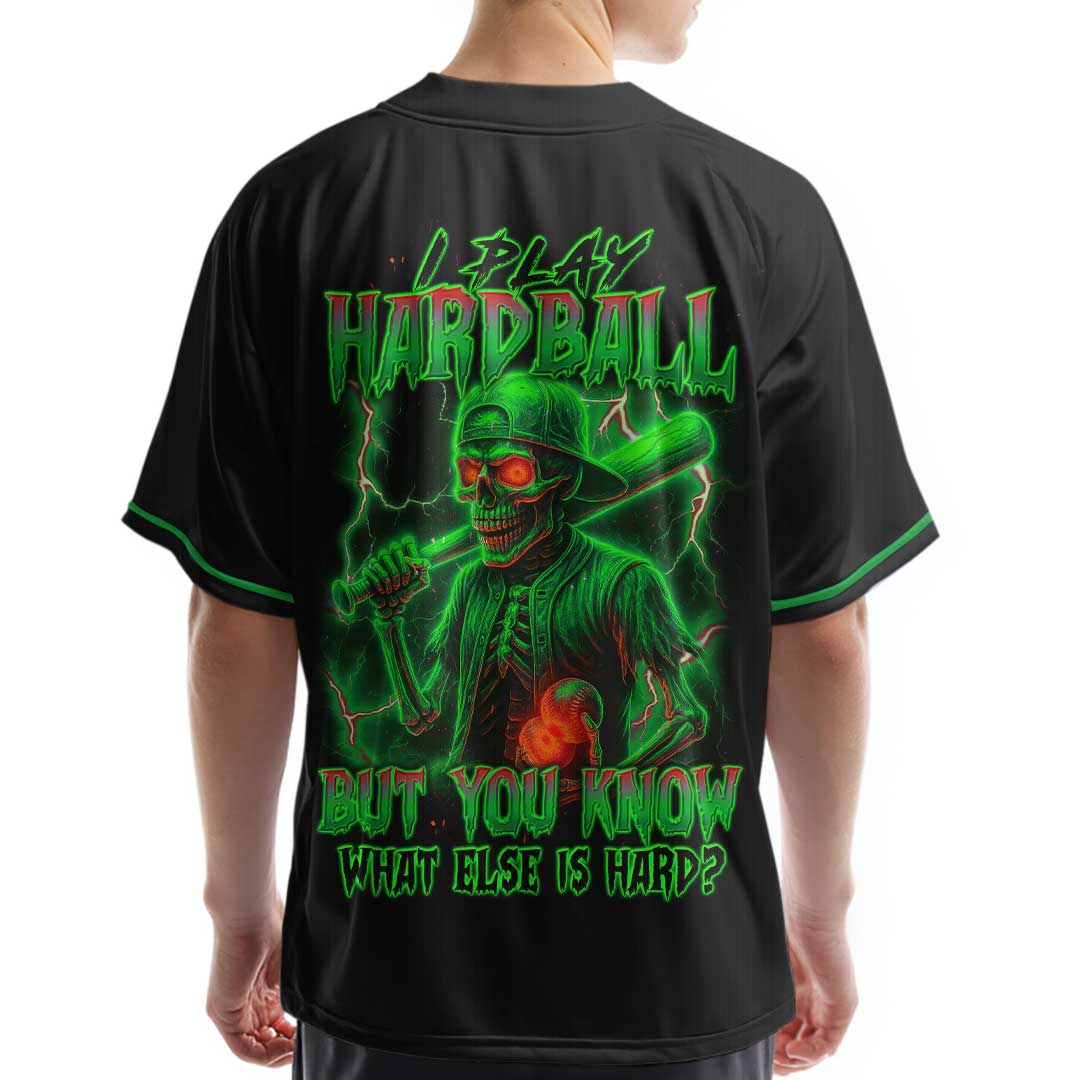I Play Hardball - Custom Black Skull Baseball Jersey