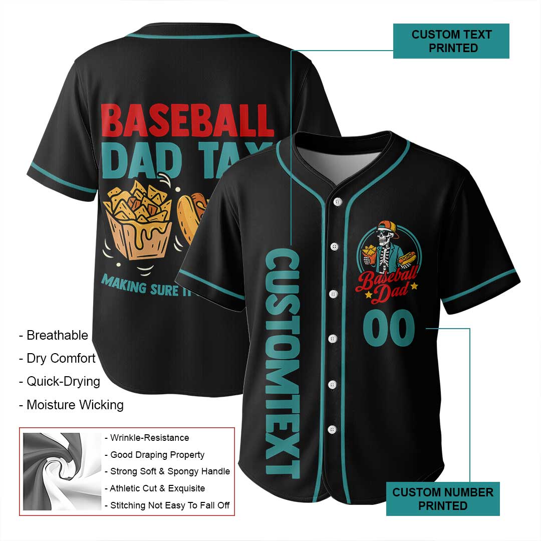 Baseball Dad Tax - Custom Black Baseball Jersey