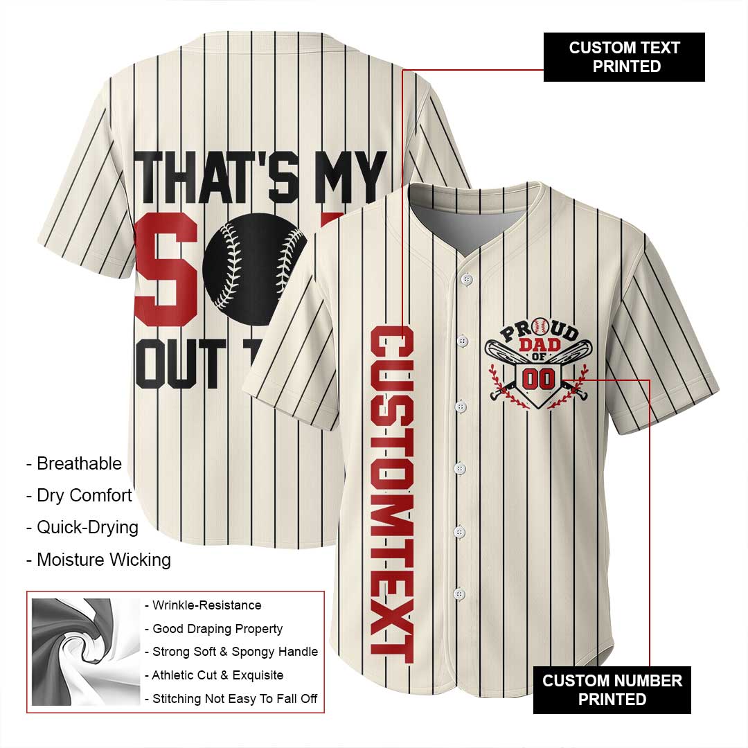 That's My Son Out There - Custom Cream Baseball Jersey