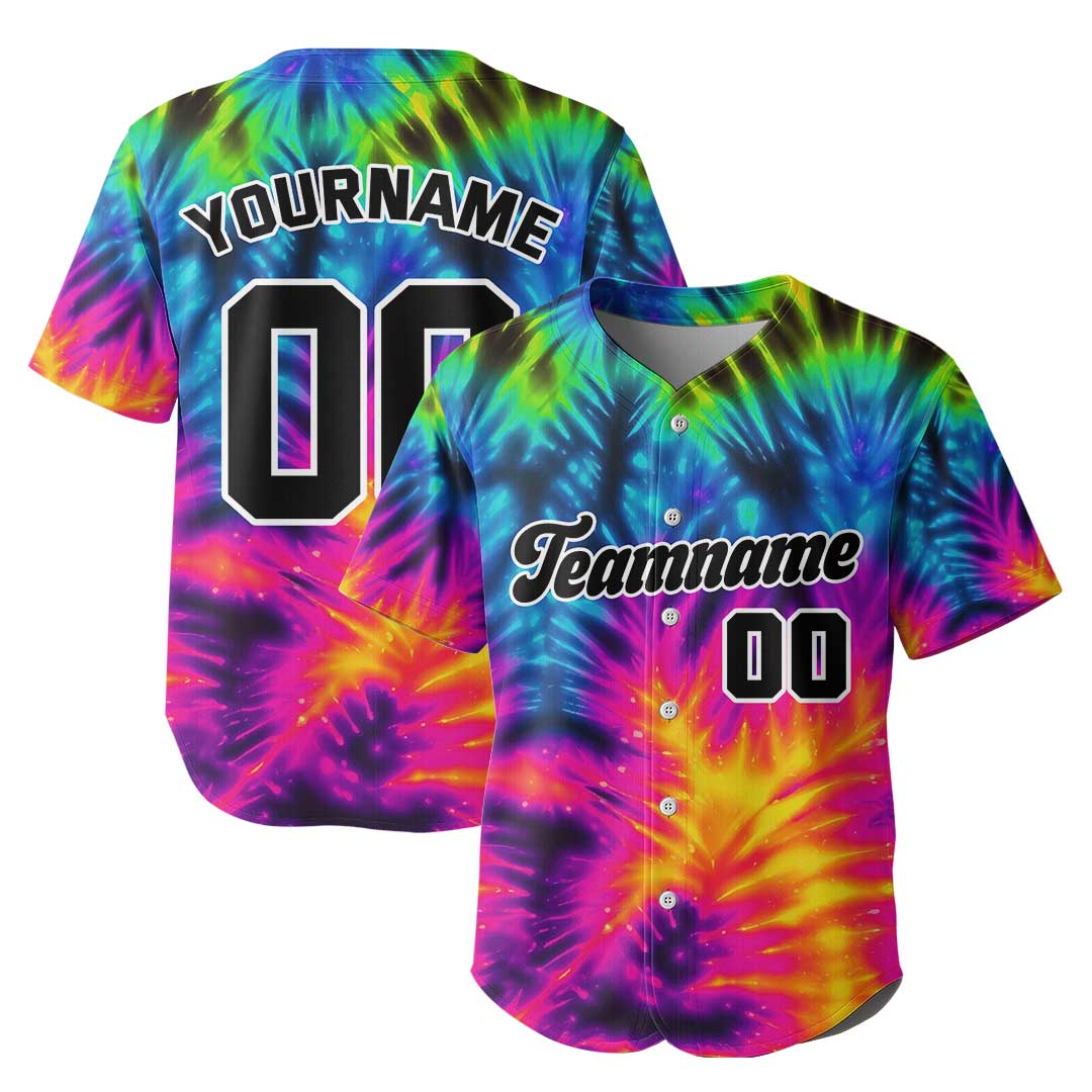 Custom Baseball Jersey With Tie Dye Pattern