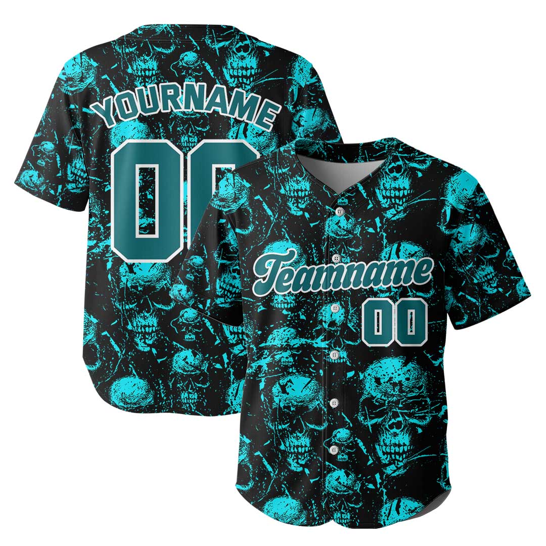 Custom Baseball Jersey With Skull Pattern