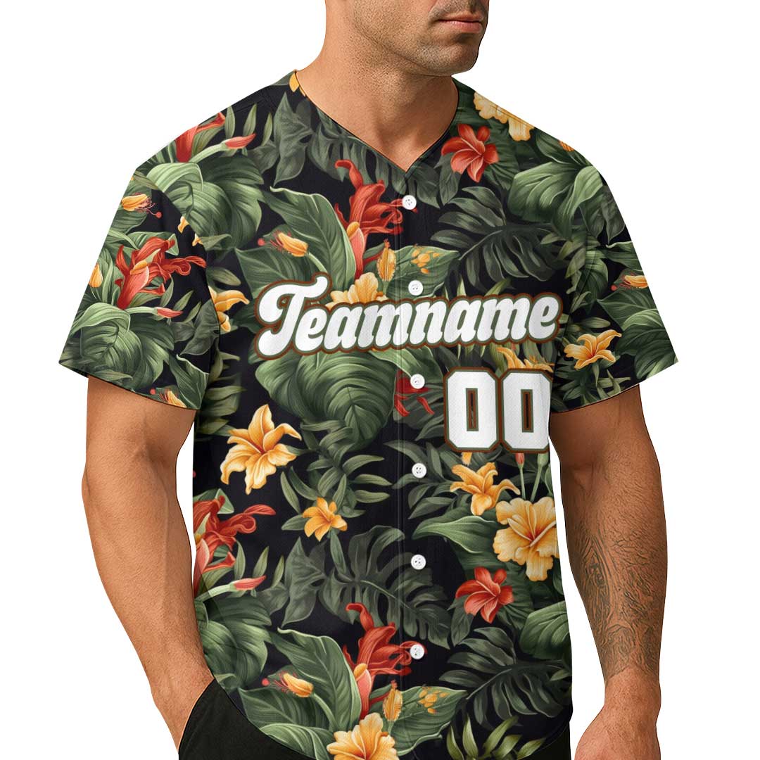 Custom Baseball Jersey With Tropical Pattern