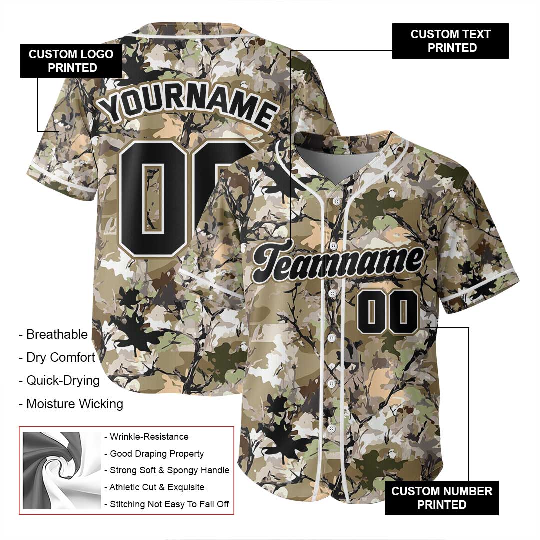 Hunting Season Custom Baseball Jersey With Forest Pattern