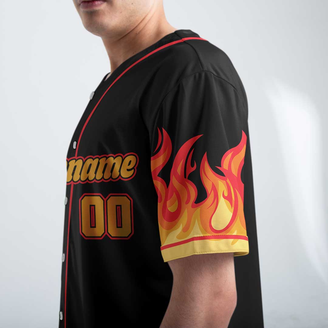 Custom Baseball Jersey with Flames Pattern