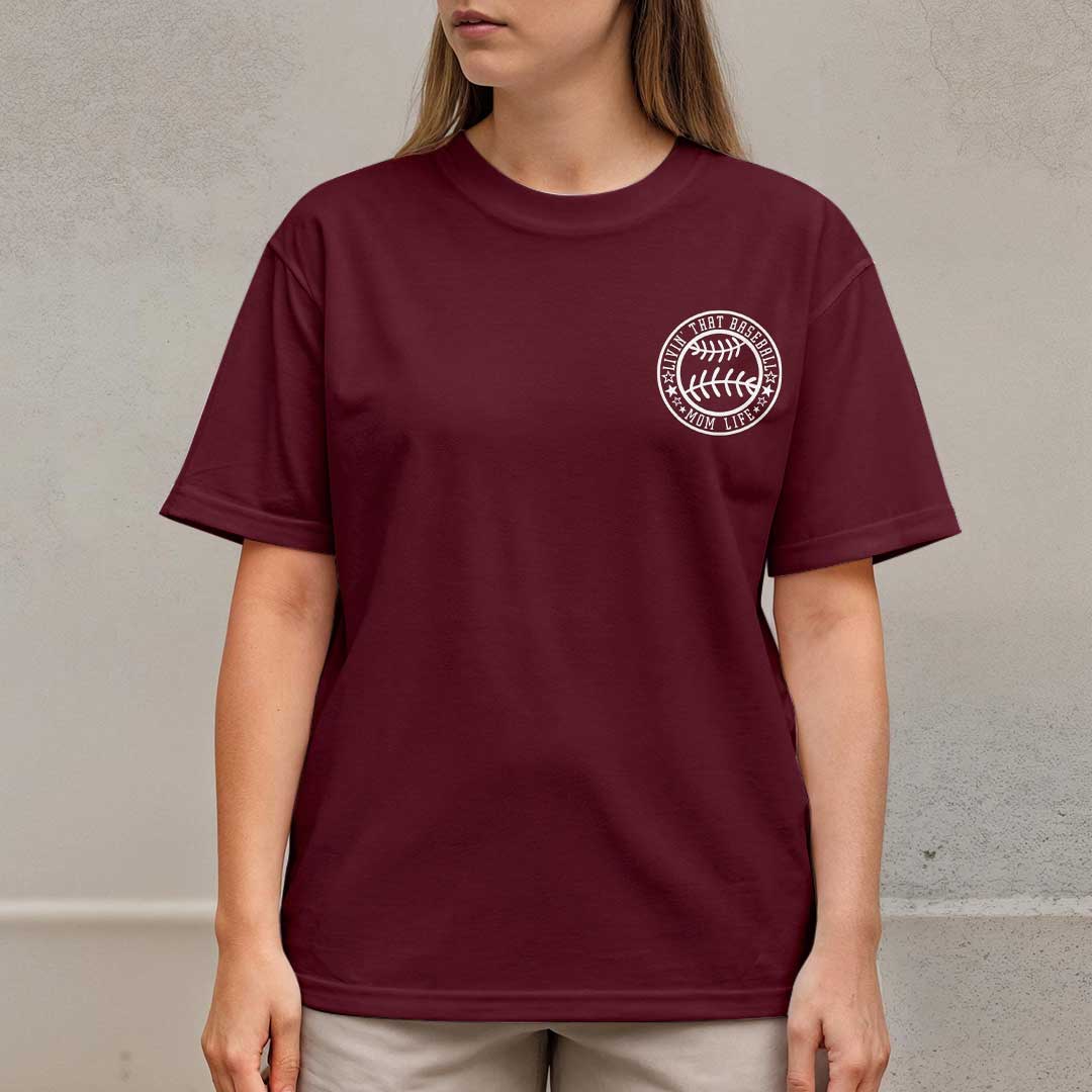 Baseball Mom My Wallet Plays Harder Than Me - White and Maroon Baseball T-Shirt