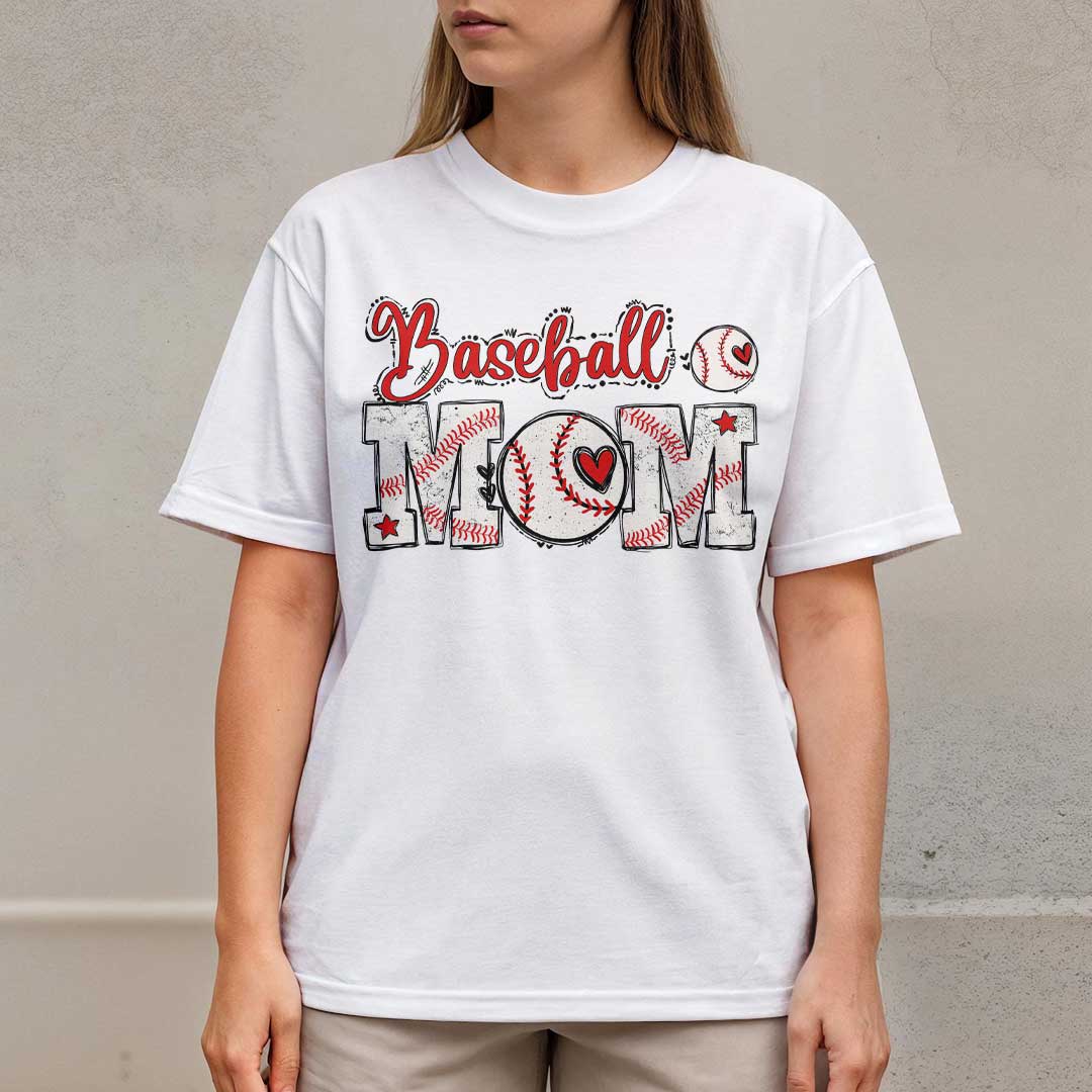 Baseball Mom Raising Ballers Paying Bills - White and Maroon Baseball T-Shirt