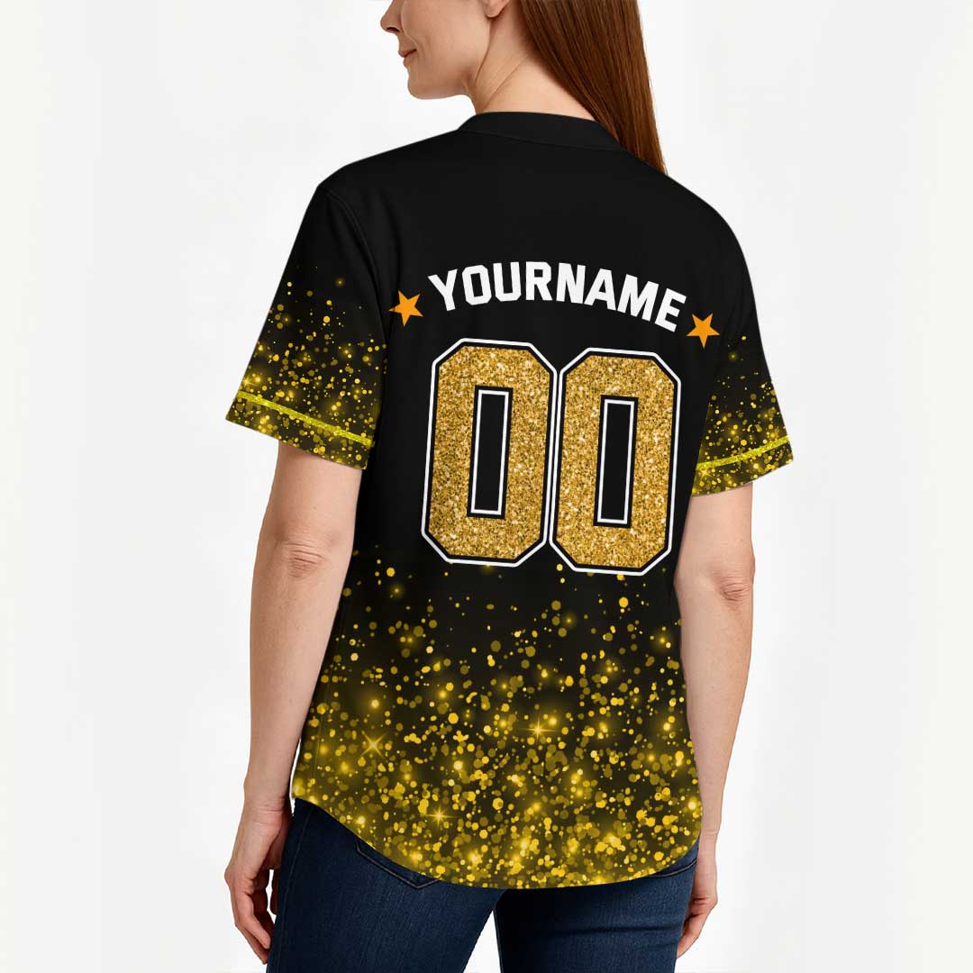 Custom Star Cheerleader Baseball Jersey with Glitter Effect