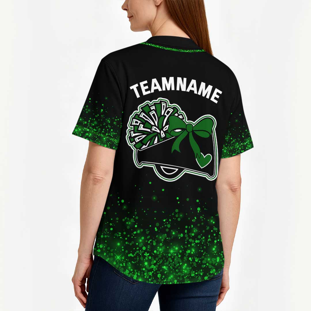 Custom Cheerleader Glitter Baseball Jersey with Bow and Megaphone