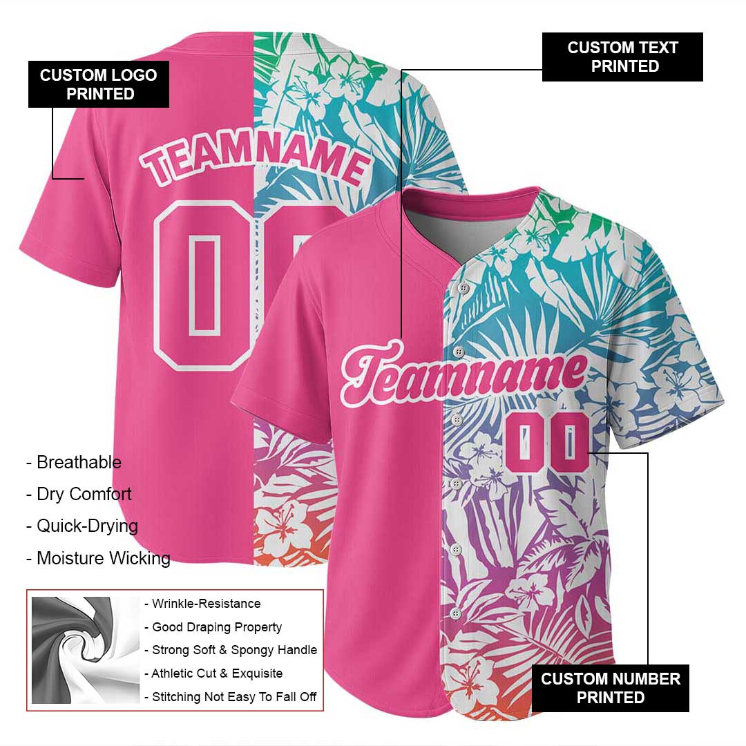 Custom Baseball Jersey with Tropical Pattern