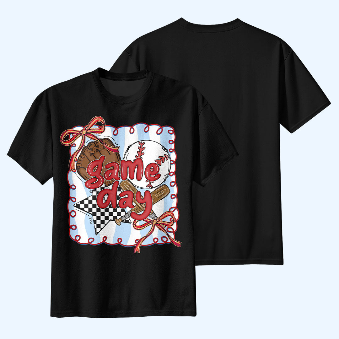 Coquette Game Day Baseball Mom - Black and White Baseball