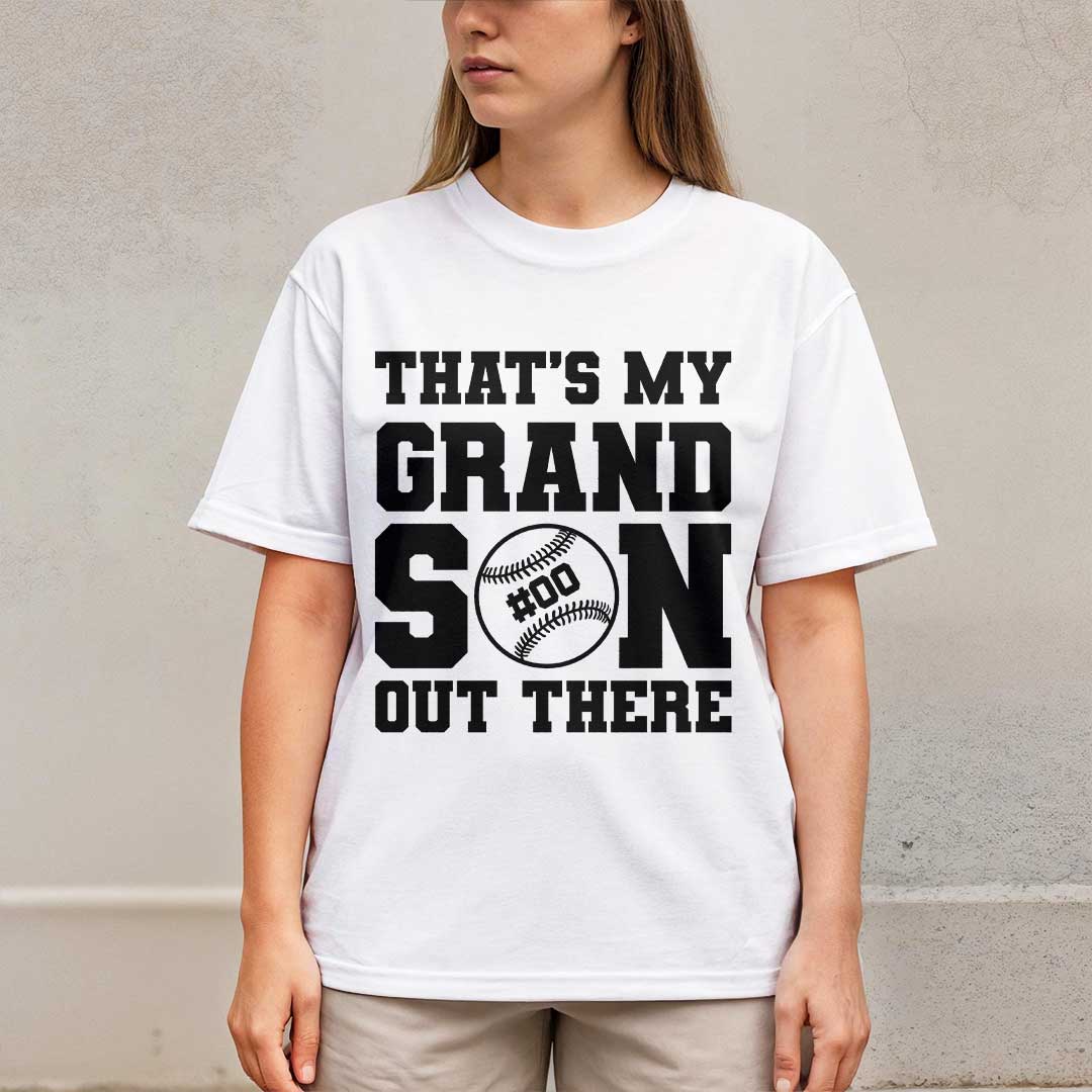 That's My Grandson Out There Custom Player Number - White and Black Baseball T-Shirt