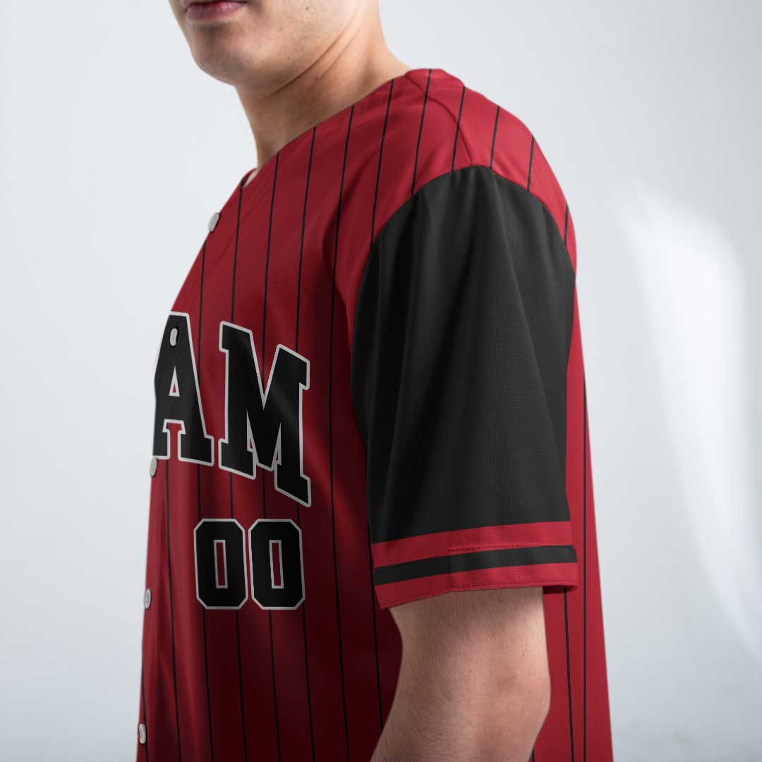 Custom Baseball Jersey with White Black Red Color