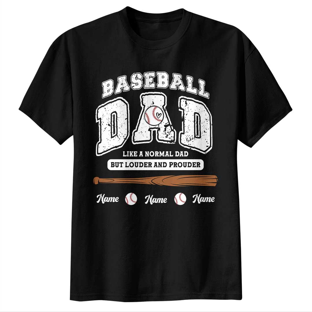 Baseball Parents Like A Normal One But Louder and Prouder - Black and White Baseball T-Shirt