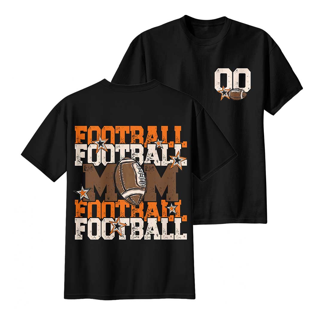Custom Football Mom - Black and White Custom Tshirt