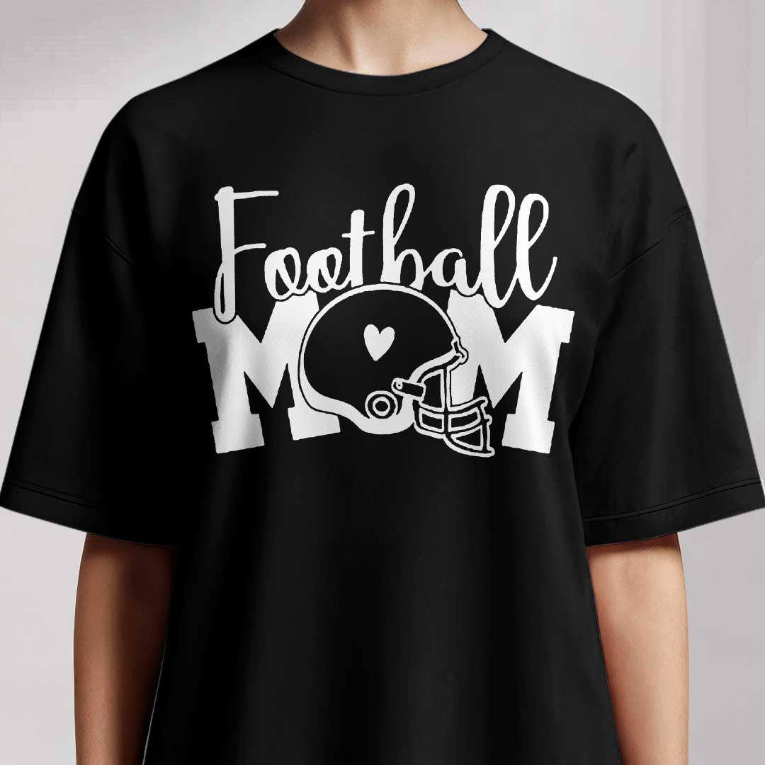Custom Player Name and Number for Football Mom - White and Black Tshirt