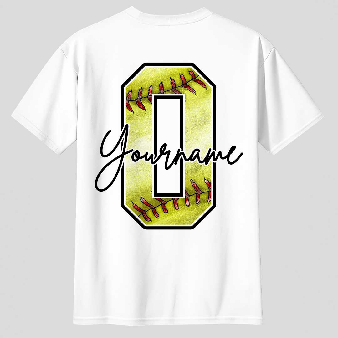 White Softball Tshirt with Player Custom Name and Number