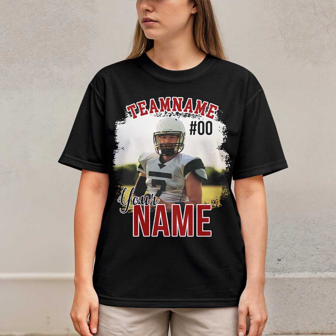 Custom Photo Football Tshirt with Player Name and Number
