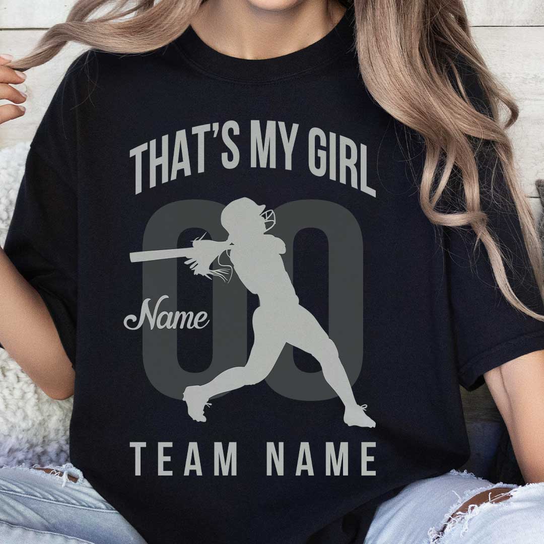 That's My Girl - Black and White Custom Softball T-Shirt For Parents
