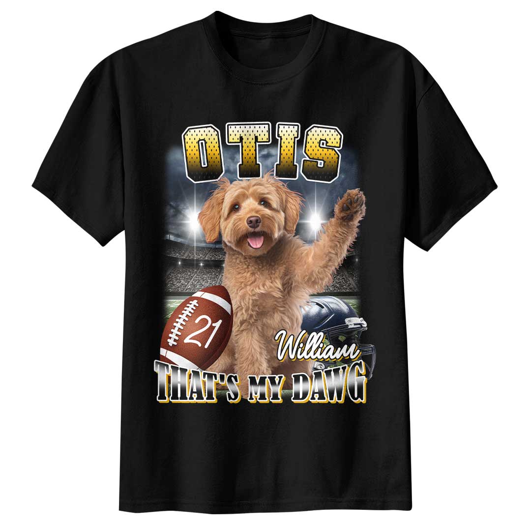 Personalized Pet Photo T-Shirt with Football Theme