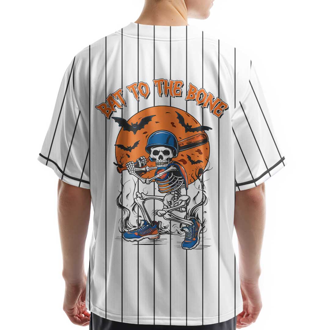 Bat To The Bone - Custom Orange Halloween Baseball Jersey