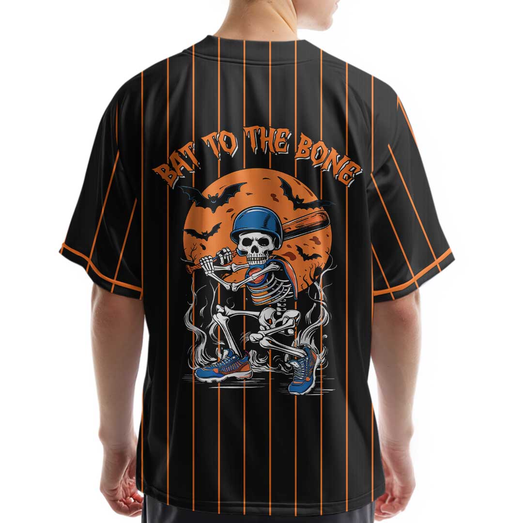 Bat To The Bone - Custom Orange Halloween Baseball Jersey