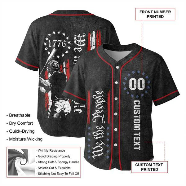 We The People 1776 - 4th of July Independence Day Jersey - Custom Baseball Jersey, Baseball Gifts For Baseball Lovers