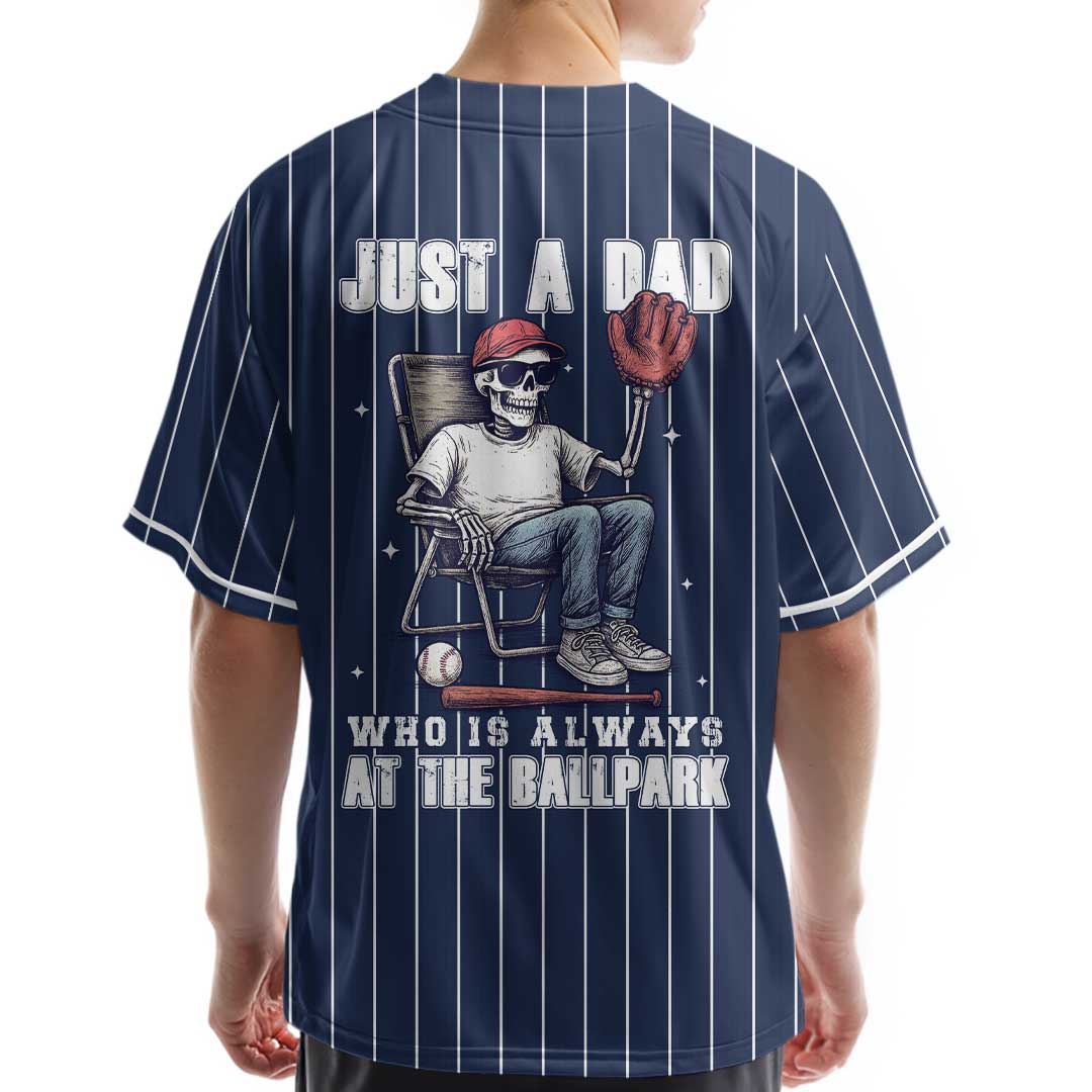 A Dad Who Is Always At The Ballpark - Custom Navy Baseball Jersey