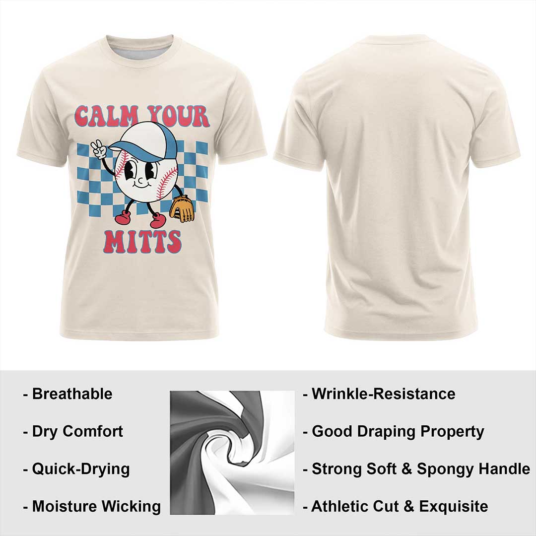 Calm Your Mitts Black Sand Baseball T-Shirt