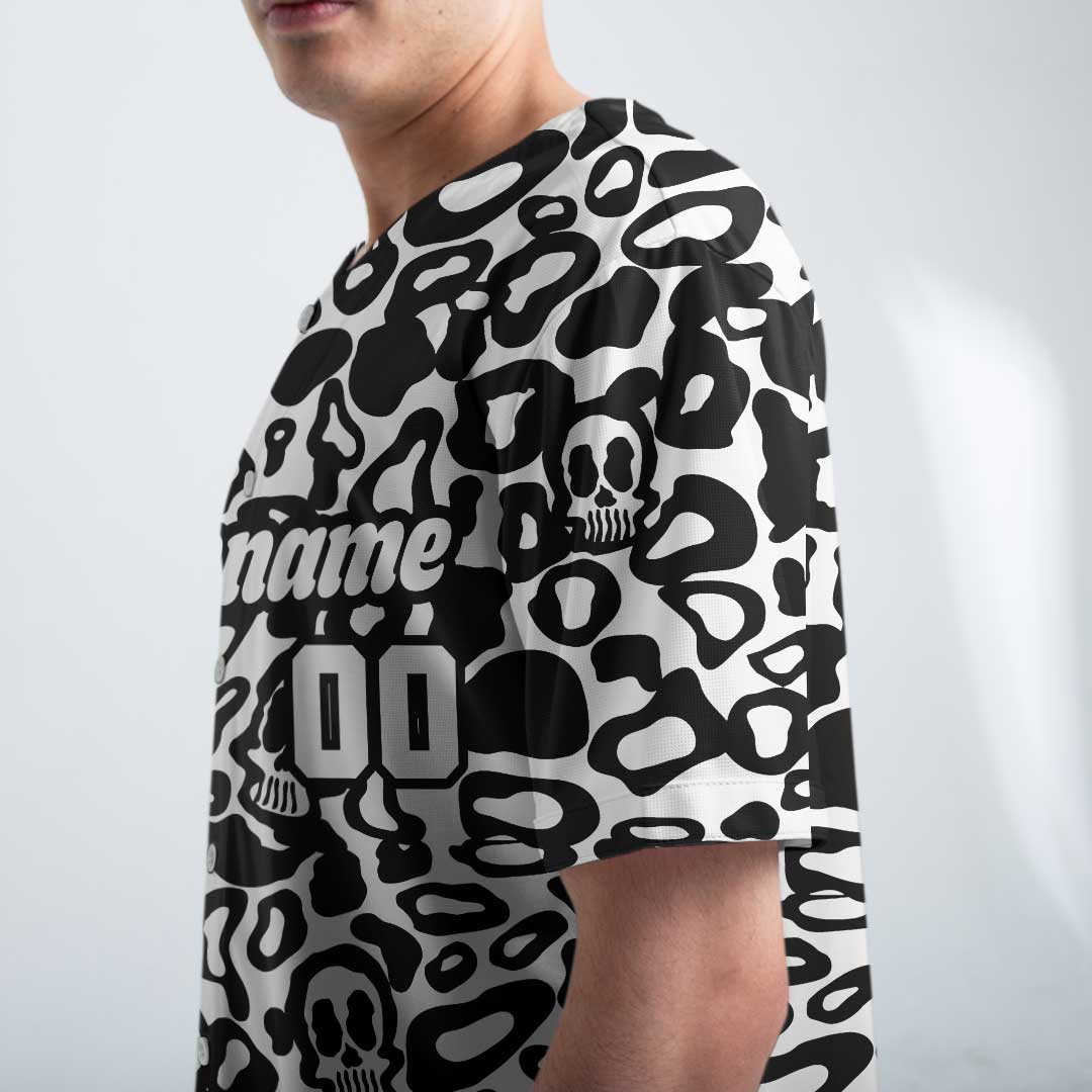 Custom Baseball Jersey with Skull Leopard Pattern