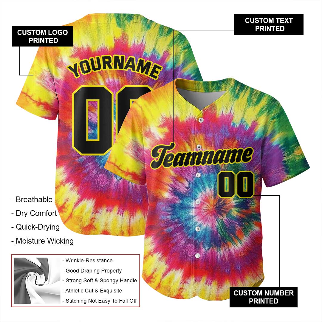 Custom Baseball Jersey with Tie Dye Style