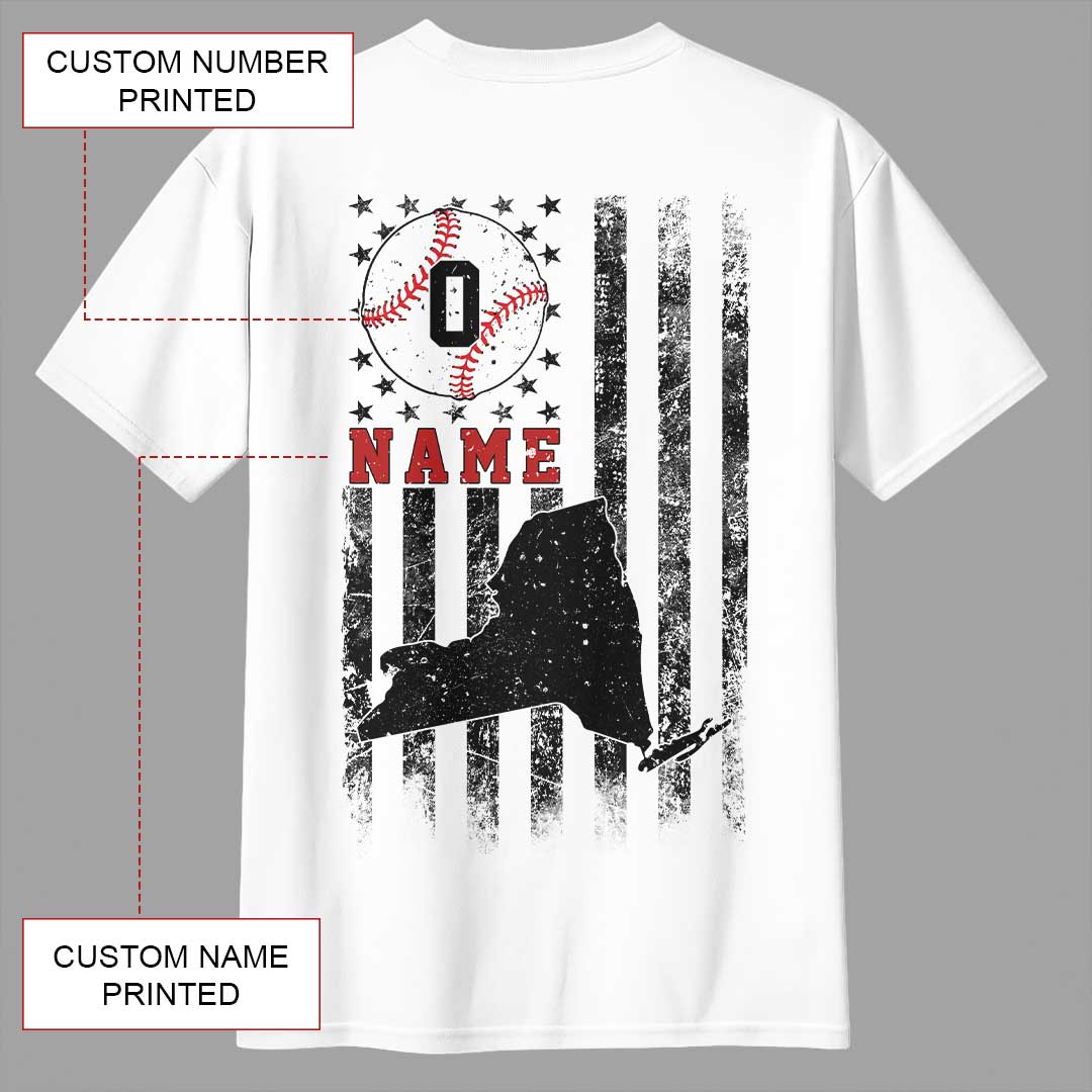 New York State Baseball - Black White Baseball T-Shirt