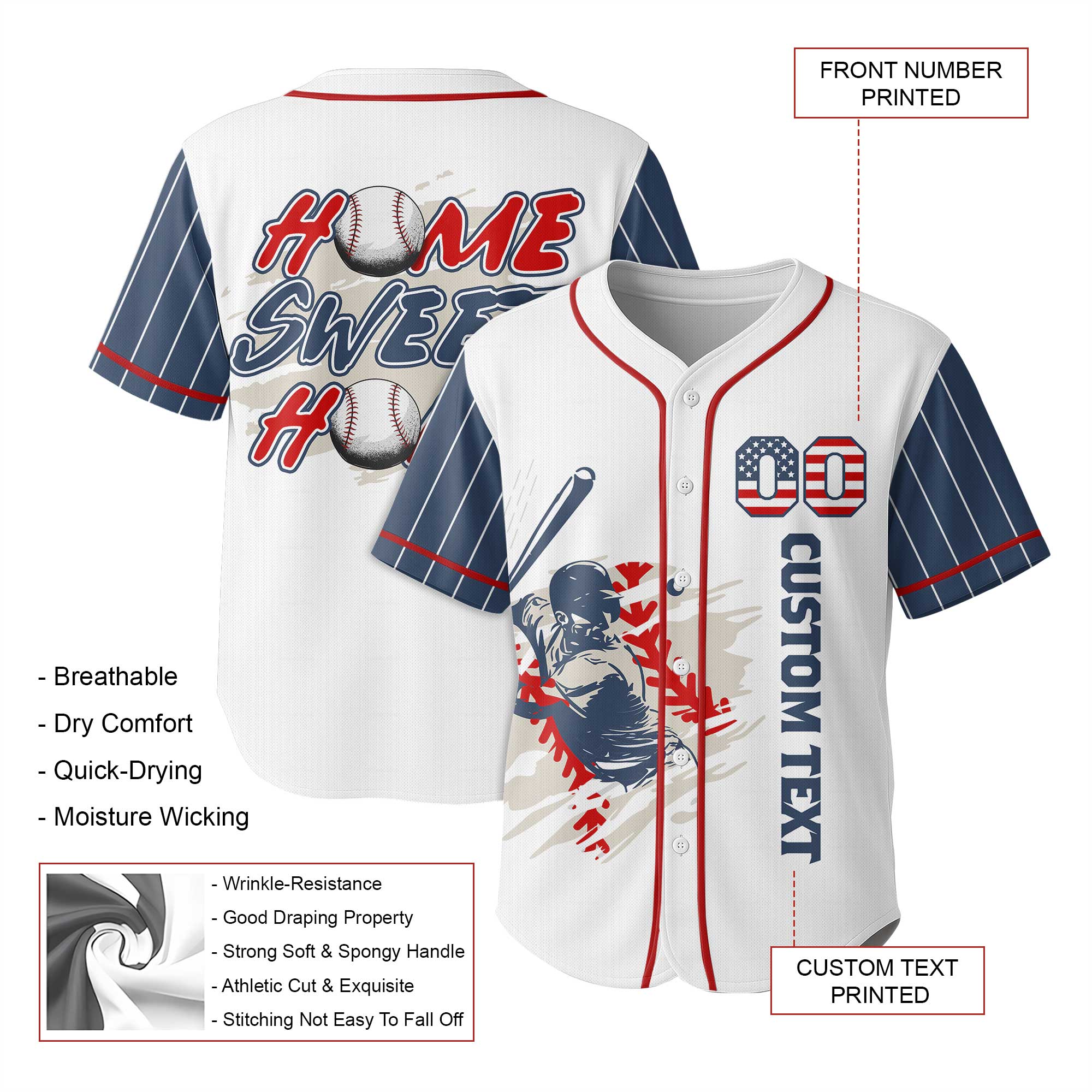 Home Sweet Home - Custom Independence Day Baseball Jersey
