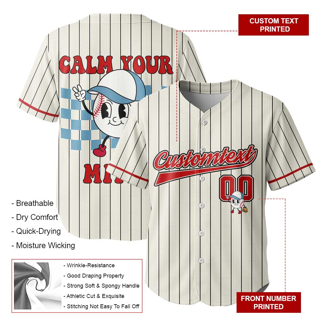 Calm Your Mitts - Custom Cream with Black Stripes Baseball Jersey