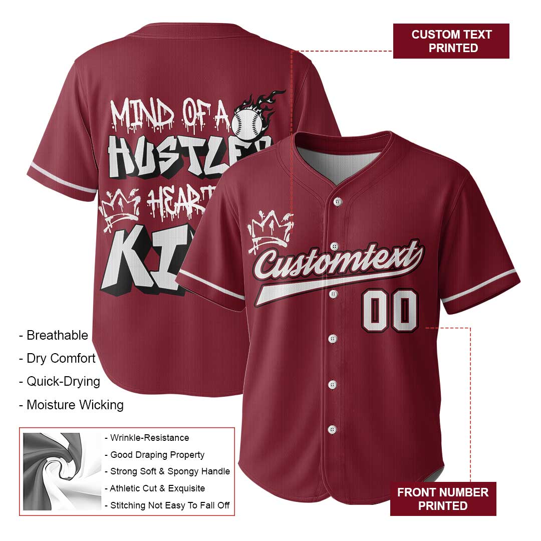 Mind Of A Baseball Hustler - Custom Red Baseball Jersey