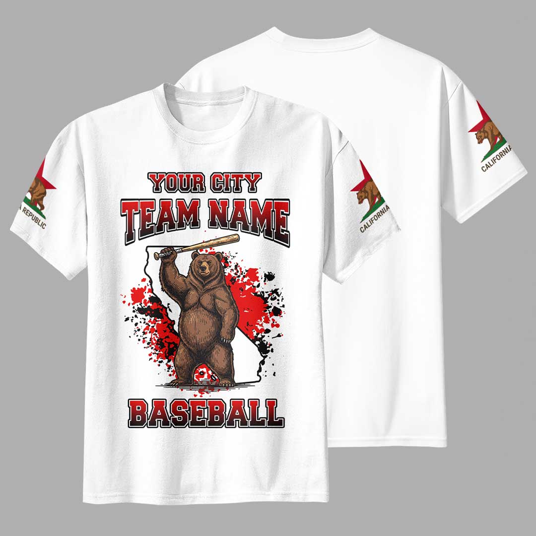 California Baseball Team - Black White Baseball T-Shirt