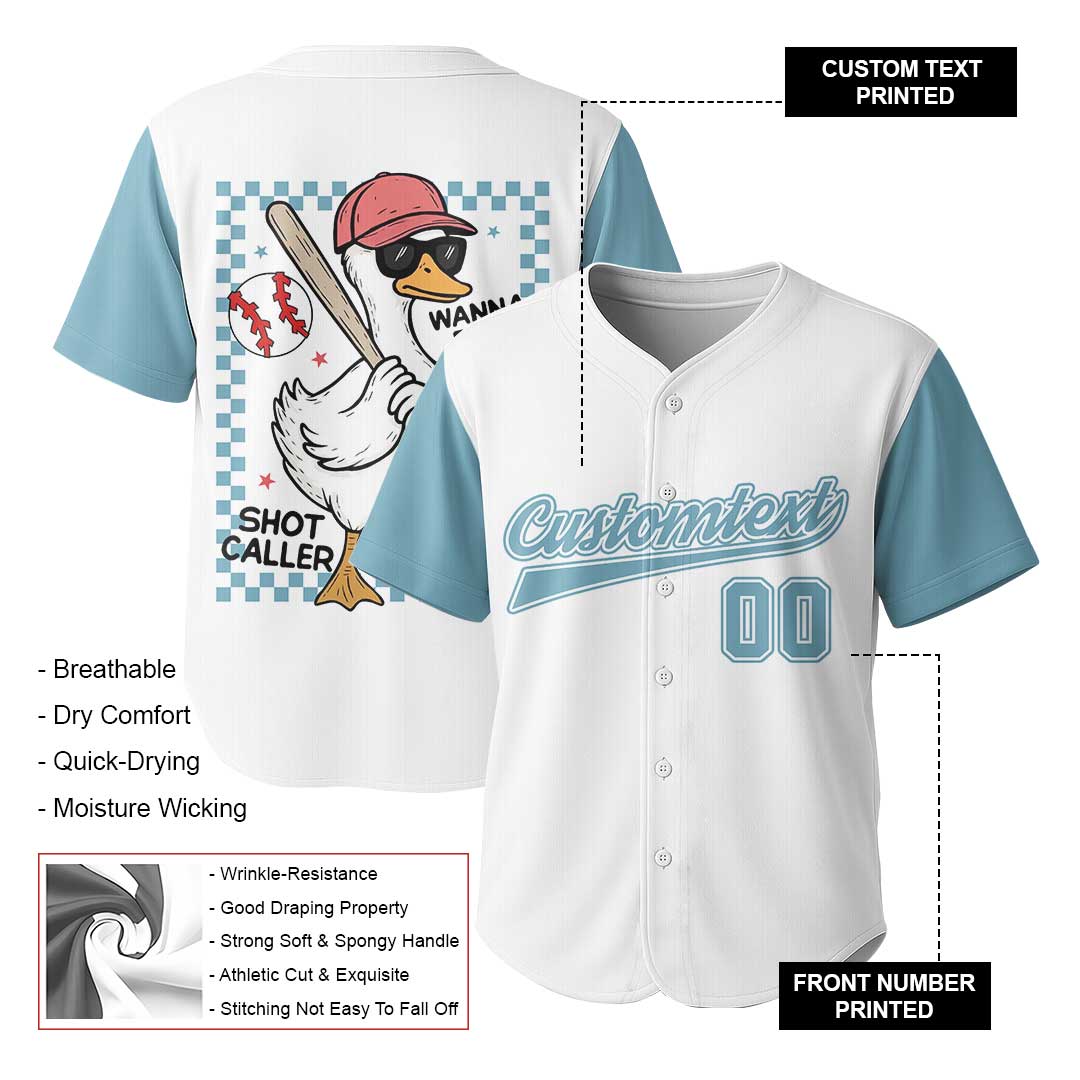 Wanna Be A Baller Shot Caller - Custom White with Blue Baseball Jersey