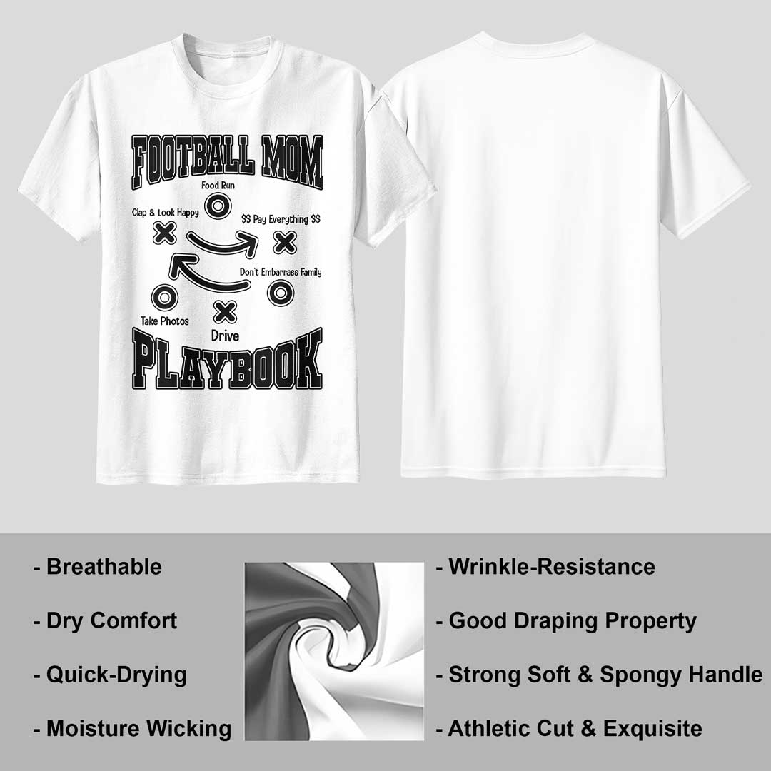 Football Mom Playbook - Sand and White Football Tshirt For Mom