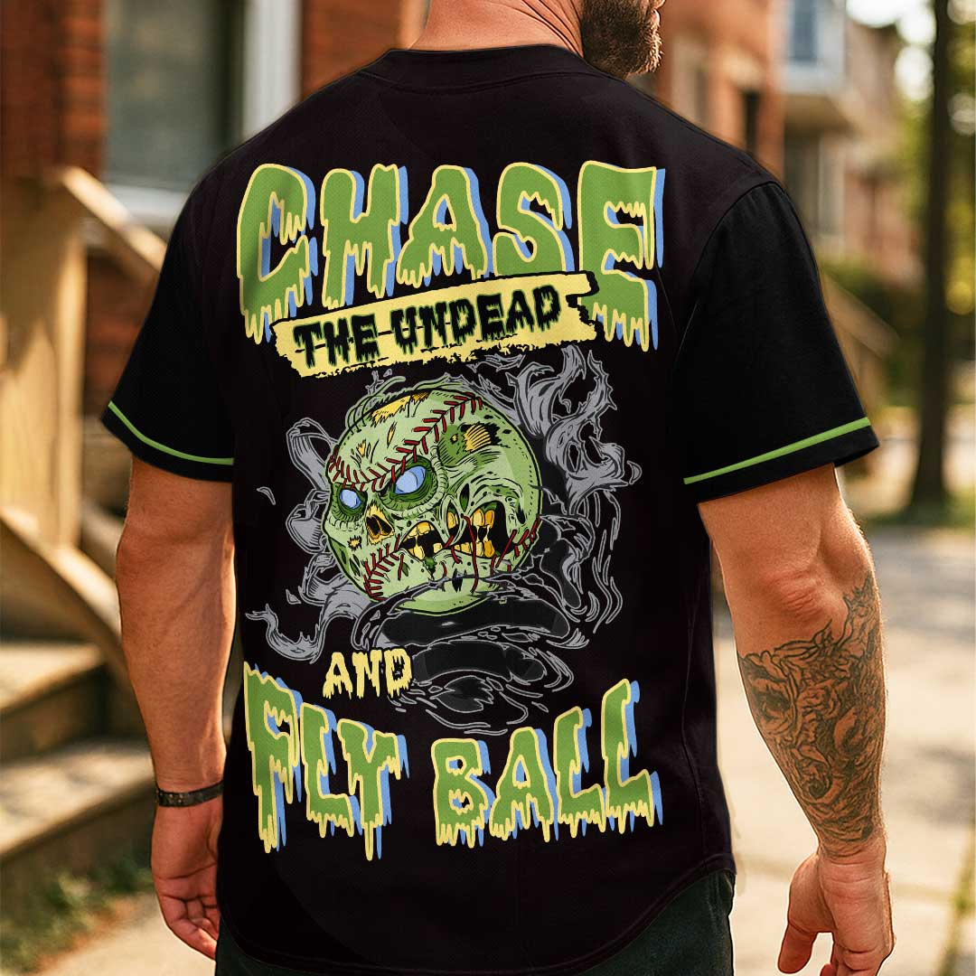 Chase The Undead - Custom Black Halloween Baseball Jersey