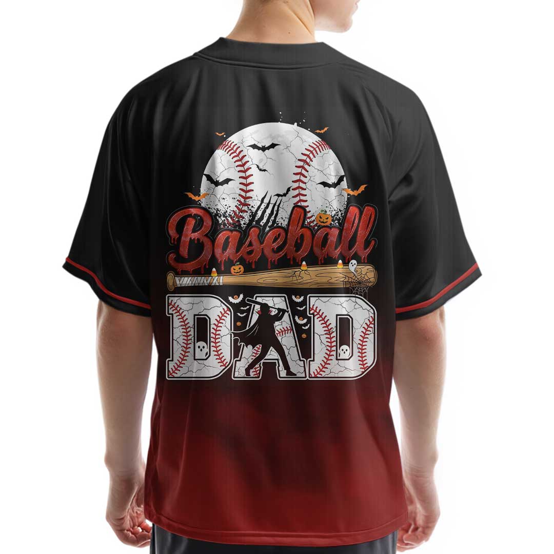 Baseball Dad - Custom Black Halloween Baseball Jersey